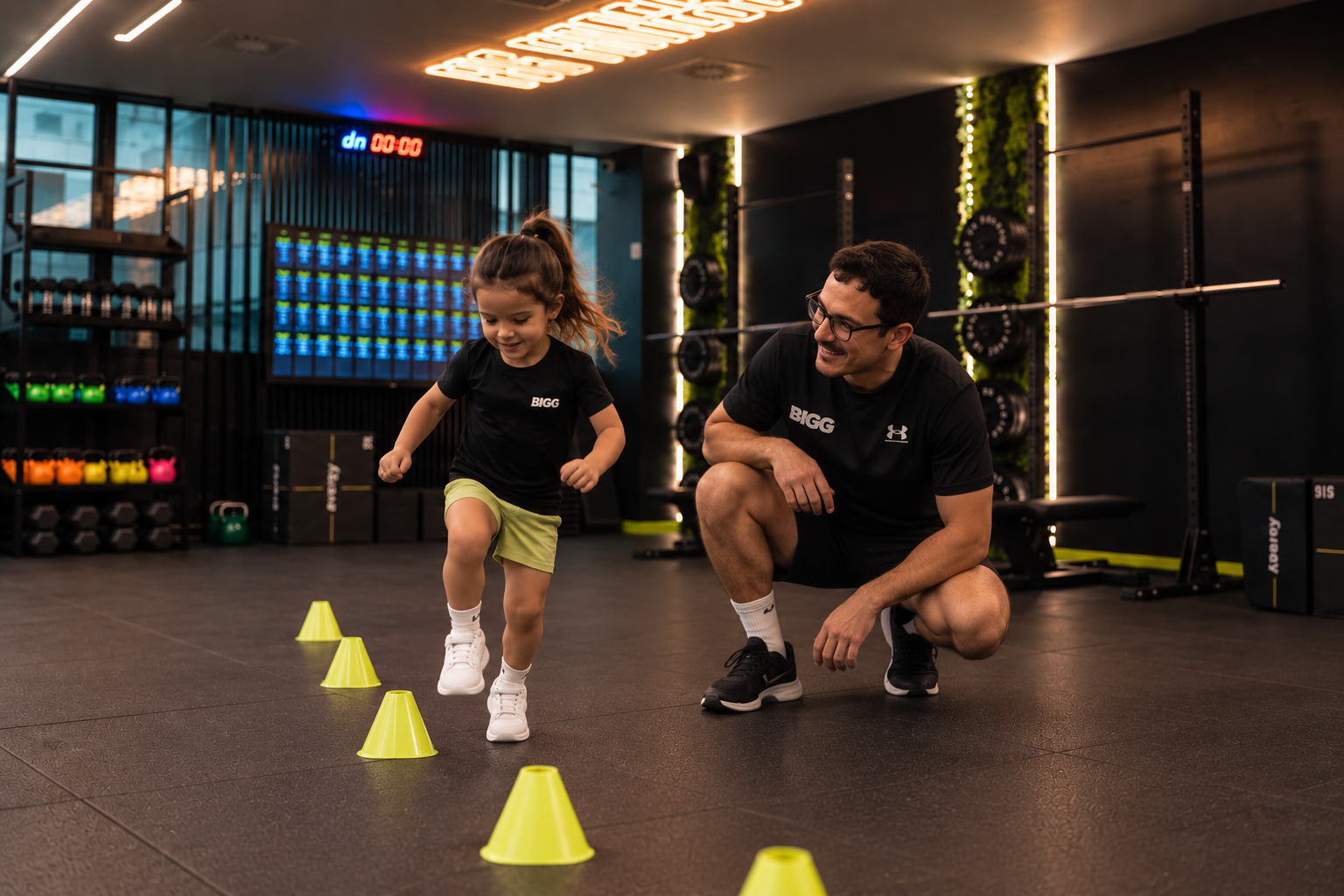 Niña entrenando con su coach en BIGG